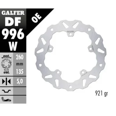 Galfer Tarcza Hamulcowa Tył Harley-Davidson (260X135X5) (Wave) (Patrz Opis)