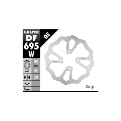 Galfer Tarcza Hamulcowa Tył Ktm 65 Sx '23-, Husqvarna Tc 65 '23-, Gas Gas Mc 65 '23- (180X45X3) (4X6,25Mm) Wave