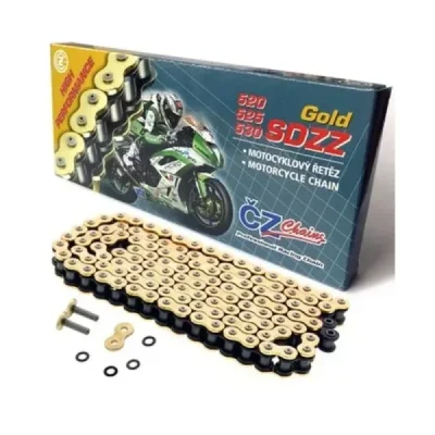 Cz Łańcuch Napędowy 525 Sdzz (122 Ogniwa) Active Ring (X-Ring) Złoty Do 1200 Ccm (46,2 Kn) + Zakuwka Drążona Cz Łańcuch Napędowy 525 Sdzz (122 Ogniwa) Active Ring (X-Ring) Złoty Do 1200 Ccm (46,2 Kn) + Zakuwka Drążona