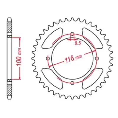 Grosskopf Zębatka Tylna Aluminiowa Czarny 467 52 Kawasaki Kx 80 '98-'00, Kx 85 '01-'20, Kx 100 '00-'21 (Jtr461.52) (Łańc. 420)