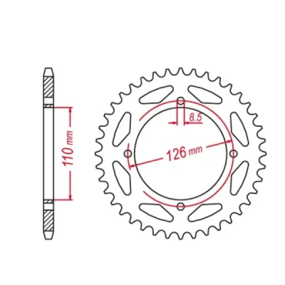 Zębatka tył aluminiowa Grosskopf 4418 46z Kawasaki KX 65 00-20 czarny JTR1465.46 (441846B)