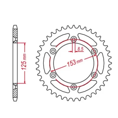 Zębatka tył Grosskopf 289 53z czarny aluminiowa Honda CR 125 250 500 87-07 CRF R X 250 450 02-21 JTR210.53 (28953G)