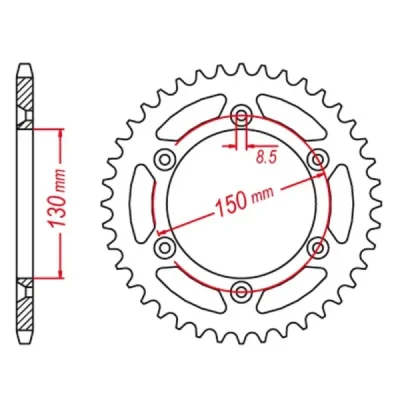 Zębatka tył aluminiowa Grosskopf 270 52z JTR251.52 czarny (27052B)