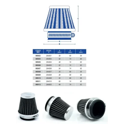 Filtr powietrza stożkowy chrom MIW 32mm (M5010) Filtr powietrza stożkowy chrom MIW 32mm (M5010)