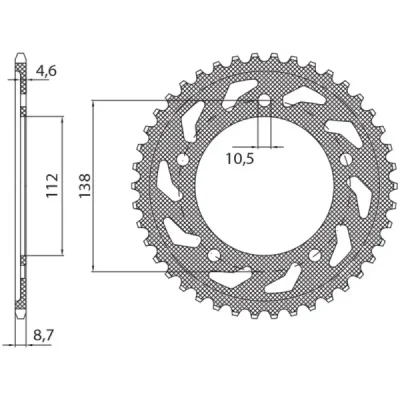 Zębatka tylna 4383 stalowa 48 Yamaha YZF R6 '99-'02 łańcuch 532 - SUNSTAR