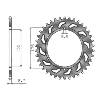 Zębatka tylna JTR2011.44 stal 44 do Triumph 900/955/1000, Daytona T595 955 '97-'99 łańcuch 530 - SUNSTAR Zębatka tylna JTR2011.44 stal 44 do Triumph 900/955/1000, Daytona T595 955 '97-'99 łańcuch 530 - SUNSTAR