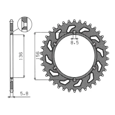 Zębatka tylna 702 38 stal łańcuch 520 kompatybilna z HUSQVARNA SM 610, SUZUKI DR350, RGV 250, CAGIVA WMX 125 - SUNSTAR