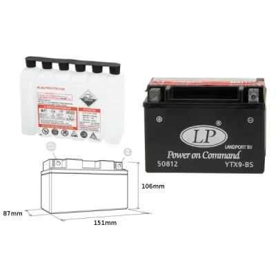 Akumulator bezobsługowy 12V 9 Ah Landport YTX9-BS (YTX9BS L)