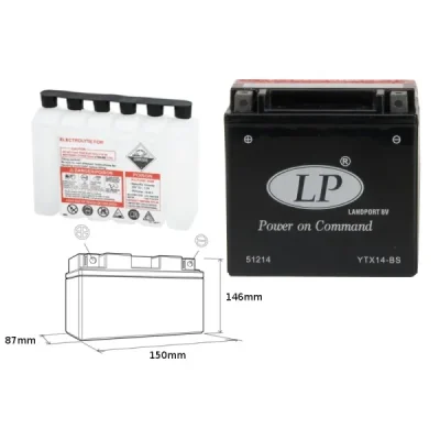 Akumulator bezobsługowy Landport YTX14-BS 12V 12Ah (YTX14BS L) Akumulator bezobsługowy Landport YTX14-BS 12V 12Ah (YTX14BS L)