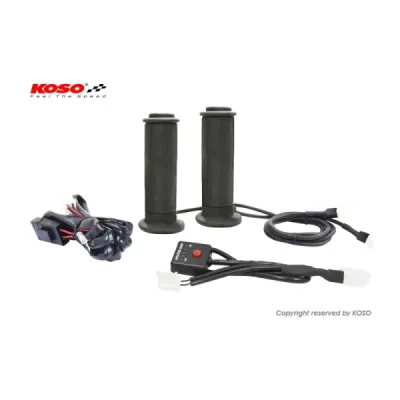 Podgrzewane manetki Koso AM107 przełącznik typ E dł. 130 mm 22 i 25 mm (AM10700E) Podgrzewane manetki Koso AM107 przełącznik typ E dł. 130 mm 22 i 25 mm (AM10700E)