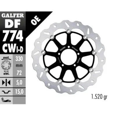 Tarcza hamulcowa Galfer Wave CW prawa przód (DF774CWD) Tarcza hamulcowa Galfer Wave CW prawa przód (DF774CWD)