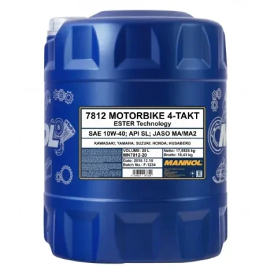 Olej silnikowy motorbike MA2 API SN 10W40 ester syntetyk 20L - Mannol