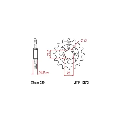 Zębatka przednia JT F1373-16RB, 16Z, rozmiar 520 z tłumikiemAlternatywnie: 7260112 Zębatka przednia JT F1373-16RB, 16Z, rozmiar 520 z tłumikiemAlternatywnie: 7260112