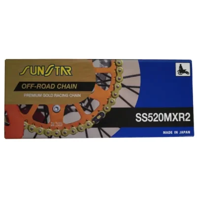 Łańcuch napędowy 520MXR2-114G złoty 520 motocross do 500 ccm otwarty z zapinką 38,4kN - SUNSTAR