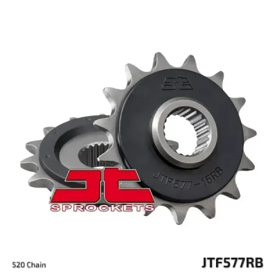 Zębatka przednia JT F577-15RB, 15Z, rozmiar 520 z tłumikiemAlternatywnie: 7266265 Zębatka przednia JT F577-15RB, 15Z, rozmiar 520 z tłumikiemAlternatywnie: 7266265
