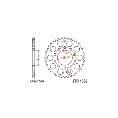 Zębatka tylna stalowa JT R1332-40ZBK, 40Z, rozmiar 525 Zębatka tylna stalowa JT R1332-40ZBK, 40Z, rozmiar 525