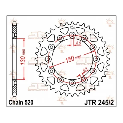 Zębatka tylna stalowa JT R245/2-41, 41Z, rozmiar 520 Zębatka tylna stalowa JT R245/2-41, 41Z, rozmiar 520