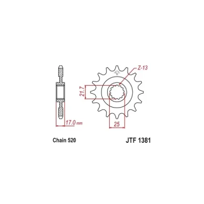 Zębatka przednia JT F1381-16RB, 16Z, rozmiar 520 z tłumikiem Zębatka przednia JT F1381-16RB, 16Z, rozmiar 520 z tłumikiem