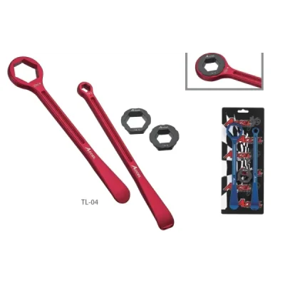 Komplet łyżek do opon 23+24cm ALU7075 kute z kluczami 10,12,22,27,32mm pomarańczowe - Accel Komplet łyżek do opon 23+24cm ALU7075 kute z kluczami 10,12,22,27,32mm pomarańczowe - Accel