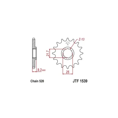 Zębatka przednia JT F1539-15, 15Z, rozmiar 520 Zębatka przednia JT F1539-15, 15Z, rozmiar 520