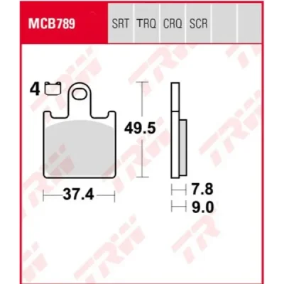 Klocki hamulcowe TRW Lucas MCB 789 TRQ (2 szt.) (MCB789TRQ) Klocki hamulcowe TRW Lucas MCB 789 TRQ (2 szt.) (MCB789TRQ)
