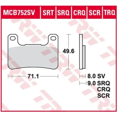 Klocki hamulcowe TRW Lucas MCB 752 TRQ (2 szt.) (MCB752TRQ) Klocki hamulcowe TRW Lucas MCB 752 TRQ (2 szt.) (MCB752TRQ)
