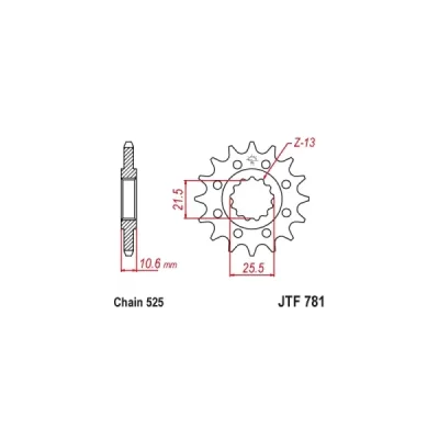 Zębatka przód JT , 14z rozmiar 525 (JTF781.14) Zębatka przód JT , 14z rozmiar 525 (JTF781.14)