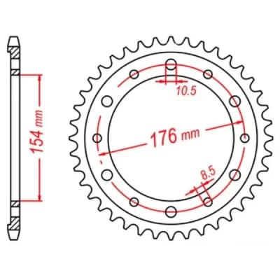 Mtx Parts Zębatka Tylna 4434 43 Honda Vfr750, Vfr800 V-Tec '02-'14, Vfr800X Crossrunner '11-'15 (Jtr1340.43) (Łańc. 530)