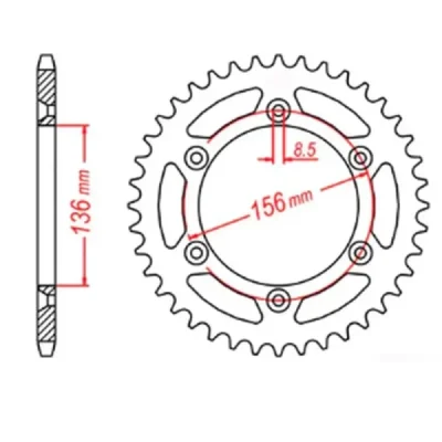 Mtx Parts Zębatka Tylna 702 43 Husqvarna Sm 610 '08-'09, Suzuki Dr350 '90-'03, Rgv 250 '91-'96 (Jtr822.43) (Łańc. 520)