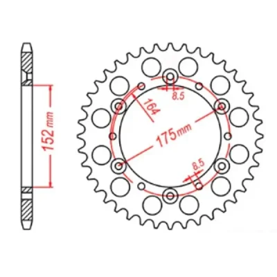 Mtx Parts Zębatka Tylna 856 42 Yamaha Tt600R '98-'03, Tt600S '93-'95, Yfz 350 Banshee`89-06 (Jtr853.42) (Łańc. 520)