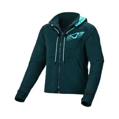 Macna Kurtka Damska (Mesh) Z Kapturem District Motorcycle Hoodie Petrol Blue Granatowy/Niebieski L