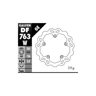 Tarcza hamulcowa Galfer tył BMW F 650GS 800/ K1200/ R1200 265x136x5 NG1045 WAVE (DF763W)
