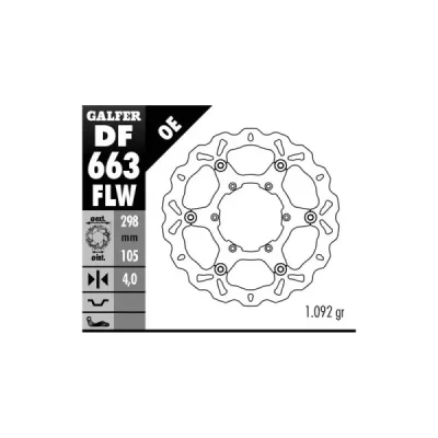 Tarcza hamulcowa Galfer przód BMW F 650/700/800 GS 93-13 298x105x4 WAVE (DF663FLW) Tarcza hamulcowa Galfer przód BMW F 650/700/800 GS 93-13 298x105x4 WAVE (DF663FLW)