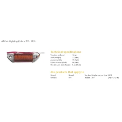 Cewka ładowania DZE Yamaha YFS 200 Blaster (2X5-81313-MO) (1219-01) Cewka ładowania DZE Yamaha YFS 200 Blaster (2X5-81313-MO) (1219-01)