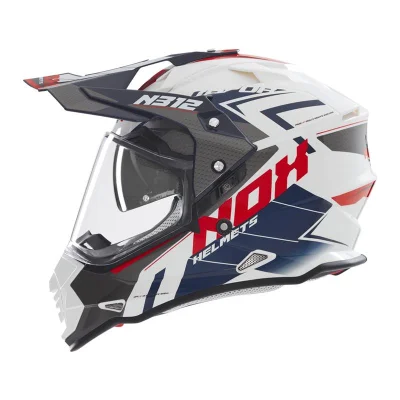 Kask dual-sport N312 Vapor biały/niebieski/czerwony L z szybką z blendą - NOX Kask dual-sport N312 Vapor biały/niebieski/czerwony L z szybką z blendą - NOX