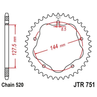 Zębatka tylna aluminiowa JT A751-44BLK, 44Z, rozmiar 52 czarnado adaptera 758511 Zębatka tylna aluminiowa JT A751-44BLK, 44Z, rozmiar 52 czarnado adaptera 758511