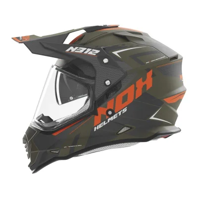 Kask dual-sport N312 Vapor pomarańczowy/khaki/szary mat XS z szybką z blendą - NOX Kask dual-sport N312 Vapor pomarańczowy/khaki/szary mat XS z szybką z blendą - NOX