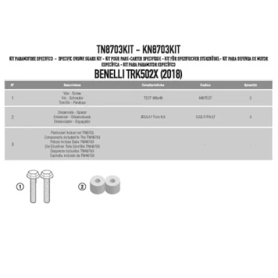 Zestaw montażowy gmoli Kappa TN8703 Benelli TRK 502X (18-20) (KN8703KIT) Zestaw montażowy gmoli Kappa TN8703 Benelli TRK 502X (18-20) (KN8703KIT)