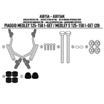 Mocowanie szyby Kappa  7057AK Piaggio Medley 125-150 i get Medley S 125-150 i get 20 (A5615AK)