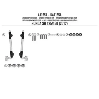 Mocowanie szyby Kappa  Honda SH 125i 150i 17-19 (A1155AK)