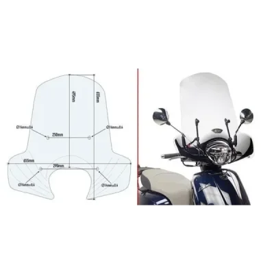 Szyba akcesoryjna Kappa  Kymco Like 125 150 2017-2020 przeźroczysta 49,5x65,5 cm (6109AK)