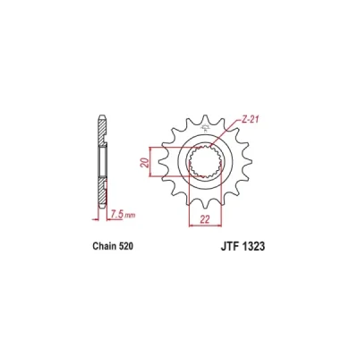 Zębatka przód JT JTF1323.13, 13z rozmiar 520 - JTF1323.13 Zębatka przód JT JTF1323.13, 13z rozmiar 520 - JTF1323.13