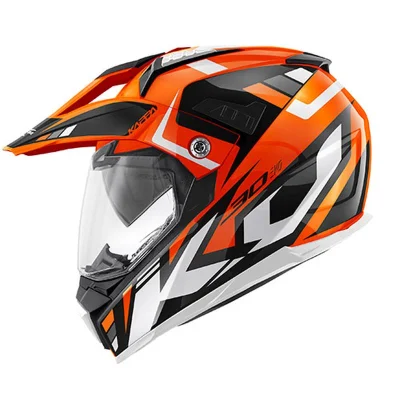 Kask dual-sport KV30 Evo Grayer pomarańczowy/czarny M z szybą z blendą ECE 22R06 - Kappa