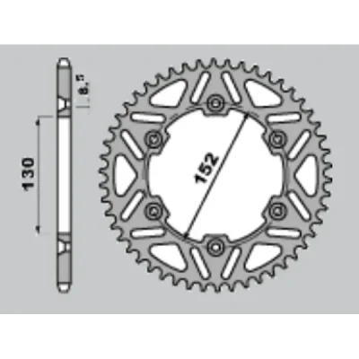 Cht Zębatka Tylna Aluminiowa T7075 (Ergal) 4500 50 Aprilia Mxv/Rxv/Sxv 450/550 '06-'12 (Jtr706.50)* (Łańc. 520) Srebrny