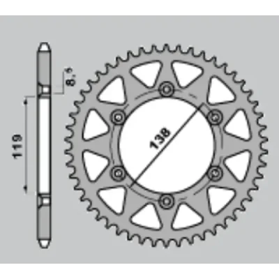 Cht Zębatka Tylna Aluminiowa T7075 (Ergal) 213 48 Husaberg Fe 400/ Fe 600 '96-'99 (Jtr1950.48) (Łańc. 520) Srebrny