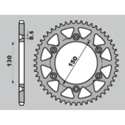 Jr Zębatka Tylna Aluminiowa T7075 (Ergal) 270 51 (27051 Yamaha Yz/Yzf '99-'24 Wrf '01-'24 (Jtr251.51) (Łańc. 520) Złoty