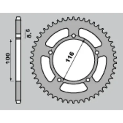 Zębatka tył aluminiowa Grosskopf 464 51z srebrny Kawasaki KX 60 83-03 romiar 420 (46451S)