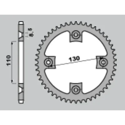 Grosskopf Zębatka Tylna Aluminiowa 4306 51 Honda Cr 85 '03-'07, Crf 150 '07-'25 (+1) Czarny