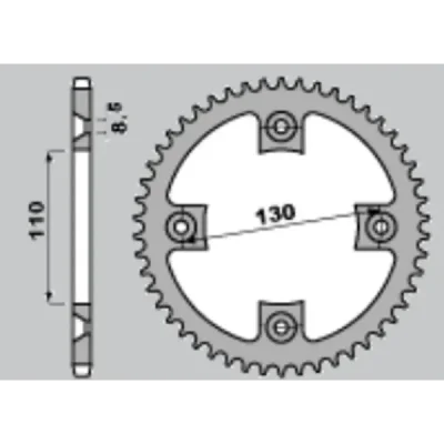 Grosskopf Zębatka Tylna Aluminiowa T7075 (Ergal) Srebrny 4306 49 Honda Cr80/85 '85-'07 (Łańc. 420)
