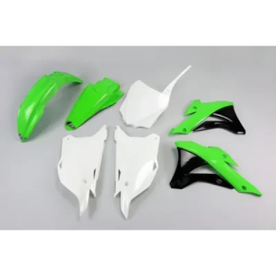 Komplet plastików UFO Kawasaki KX85 zielony czarny biały - KA222999A Komplet plastików UFO Kawasaki KX85 zielony czarny biały - KA222999A